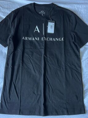 Armani Exchange Black Short-Sleeve Logo Tee